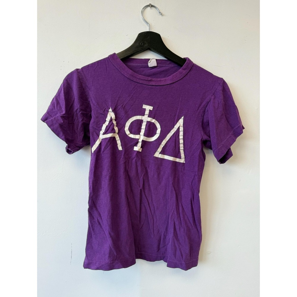 Vintage Norwich‎ Alpha Phi Delta Shirt XS Purple Northwestern Cotton Tee 50s 60s